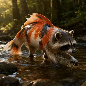 Koi fish + Raccoon
